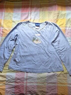 Light Blue Long-Sleeve Tee with Winnie the Pooh Graphic